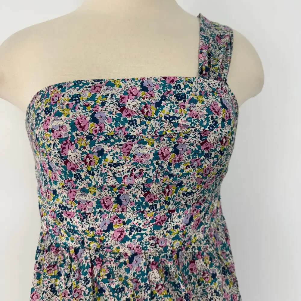 J. Crew x Liberty Fabric Cotton One-Shoulder Mini Dress Ditsy Floral Print P4